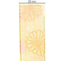 tételeket Ajándékszalag, virágos organza szalag, sárga/narancssárga, 25mm x 18m