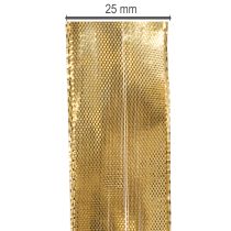 tételeket Arany ajándékszalag drótszegéllyel, 25 mm széles, 25 m hosszú