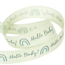 tételeket Ajándék szalag Hello Baby díszszalag keresztelőre zöld 25mm 16m