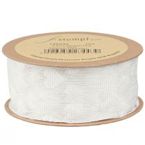 tételeket Ajándék szalag szívek hálós szalag fehér csillogó 40mm 10m