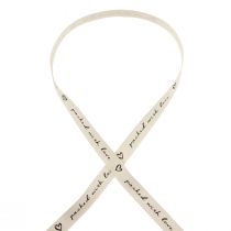 tételeket Ajándék szalag szívek krém pamut szalag 15mm 20m