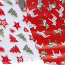 tételeket Csomagolópapír Karácsonyi piros, fehér 4 lap 50 × 70 cm-es készletben