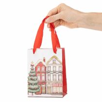 tételeket Karácsonyi ajándéktasak házikókkal és karácsonyfával, 16 cm, 2 darab