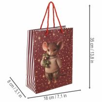 tételeket Ajándéktáska egérmotívummal és csillagokkal karácsonyra, 24 cm, 2 darab