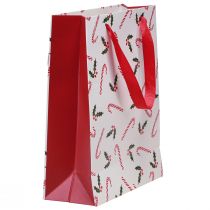 tételeket Karácsonyi ajándéktáska fogantyúval piros fehér 24×18×8cm 4db