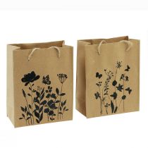 tételeket Ajándéktáskák füllel papír natúr fekete 12×15cm 6 db