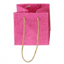 Ajándéktáskák füllel papír rózsaszín sárga zöld textil megjelenés 10,5cm 12db