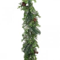 Karácsonyi girland deco füzér kúpokkal zöld 182cm