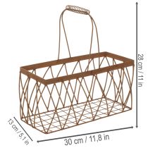 tételeket Drótkosár, fém, rozsdaszínű, 28x13,5x14cm, 2 darab