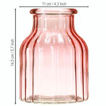 tételeket Üveg virágváza retro rózsaszín színezett Ø11cm H14,5cm 2db