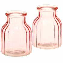 tételeket Üveg virágváza retro rózsaszín színezett Ø11cm H14,5cm 2db