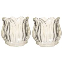 tételeket Üveg teamécses tartó tulipán teamécses üveg átlátszó Ø7cm H7cm 2db