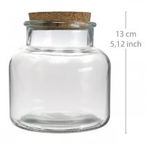 Üveg parafa fedelű üvegdísz és parafa átlátszó Ø12cm H12,5cm