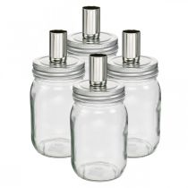 tételeket Dekoratív üveg gyertyatartóval gyertya dekoráció Ø8cm H17,5cm 4 db