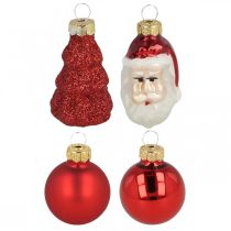 Mini karácsonyi dekorációs figurák és golyók vegyes üveg 3cm 9db