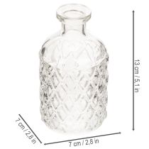 tételeket Üvegpalack rombusz mintával, díszes palack, váza, kicsi, 13 cm, 6 darab