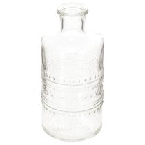 tételeket Mintás üvegpalack, hengeres, átlátszó, díszváza, 15 cm, 6 darab