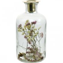 tételeket Üveg gyertyatartóval, üvegdísz szárított virágokkal H16cm Ø8,5cm