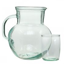 tételeket Üvegkancsó ivópoharak, italkészlet tálaláshoz kékes átlátszó H20cm/11,5cm 5 db