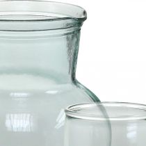 Üvegkancsó ivópoharak, italkészlet tálaláshoz kékes átlátszó H20cm/11,5cm 5 db