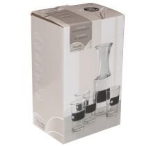 tételeket Üvegkancsó, magassága 27 cm, 4 pohárral, magassága 11 cm