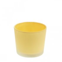 Üveg virágcserép sárga virágtartó üveg kád Ø10cm H8,5cm