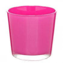 Üvegkád, virágtartó rózsaszín Ø11,5cm H11cm