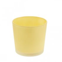 Üveg virágcserép sárga dekoratív üveg kád Ø11,5cm H11cm