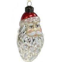 Dekoratív medál Mikulás, adventi dekoráció, karácsonyfadísz valódi üveg, vintage megjelenés H12cm Øcm 2db