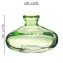 tételeket Üvegváza, hagyma alakú, zöld mini vázák, üveg Ø9cm, M6cm, 6 db