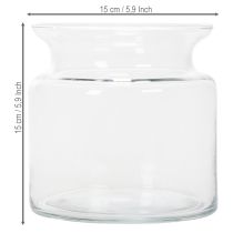 tételeket Átlátszó üvegváza, díszes üvegváza peremmel, gyertyatartóba vagy virágvázába, 15 cm