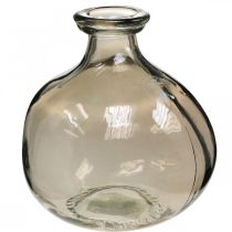 Üvegváza kerek barna üvegdísz váza rusztikus Ø16,5cm H18cm