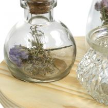 Fatálcás vázakészlet, szárított virágos asztaldísz, natúr lámpás, átlátszó Ø18cm
