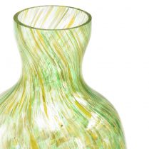 tételeket Üvegváza üveg dekoratív virágváza zöld sárga Ø10cm H18cm