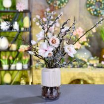 Üvegváza fából készült dekoratív vázával száraz virágkötőkhöz H20cm