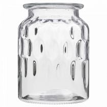 Üvegváza mintával, lámpás átlátszó üveg H15cm Ø11cm