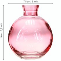 tételeket Üvegvázák, hagyma alakú rózsaszín retró mini vázák Ø7,5cm M9cm 6 db