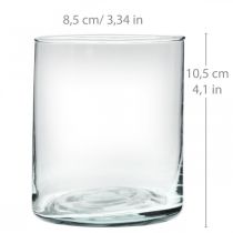 Kerek üvegváza, átlátszó üveghenger Ø9cm H10,5cm