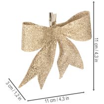 tételeket Csillámos masni, díszes masni, arany, klipsszel, 11 cm, 4 darab
