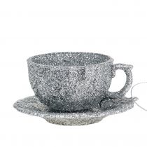Ezüst csillogó csésze akasztható 8cm 12db
