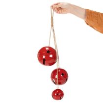 tételeket Piros fém csengők, 3 db-os készlet, dekoratív, 14/12/8 cm