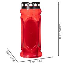 tételeket Síremlék gyertya piros, fekete fedéllel, emlékmécses 4 napra 23cm