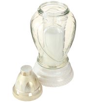 tételeket Sírlámpa üveg szív gravírozással sírlámpás átlátszó Ø11cm M26cm