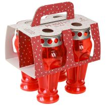 tételeket Piros síremlékek/gyertyák, 18 óra égési idő, Ø9cm M19cm, 4 darab