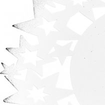 Karácsonyi tányér fém dísztányér csillagokkal, fehér Ø34cm