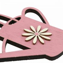 tételeket Függesztett dekoráció fa öntözőkanna deco pink deco fogas 14x12cm 6db
