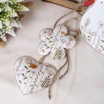 tételeket Függesztett dekoráció fém díszítő szívek és virágok fehér 10cm 4db