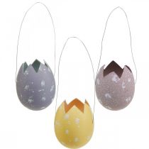 Húsvéti tojás függeszthető lila, rózsaszín, sárga tojás műanyag H6,5cm 6db