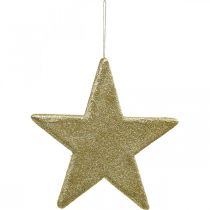 Karácsonyi dekoráció csillag medál arany glitter 30cm 2db