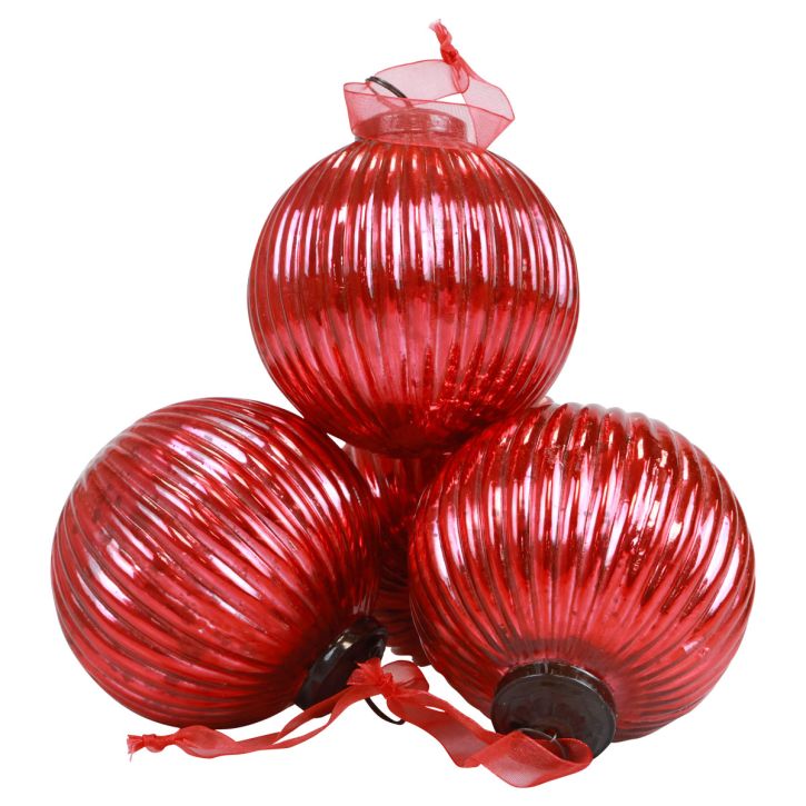 Karácsonyi labdák üveg Karácsonyfa golyók piros Ø10cm 4db